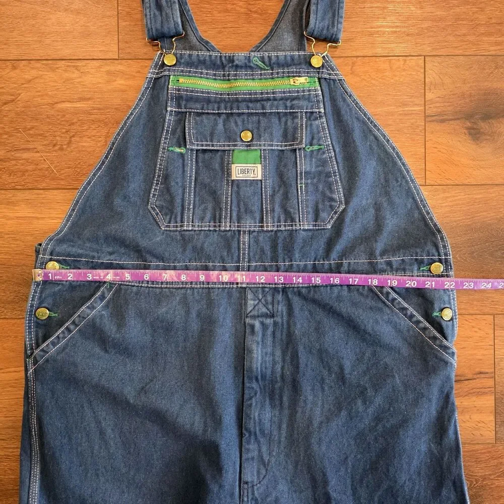 Liberty Denim Bib Overalls Mens 42x32 Blue Carpenter Farmcore Workwear Cotton - Picture 3 of 10